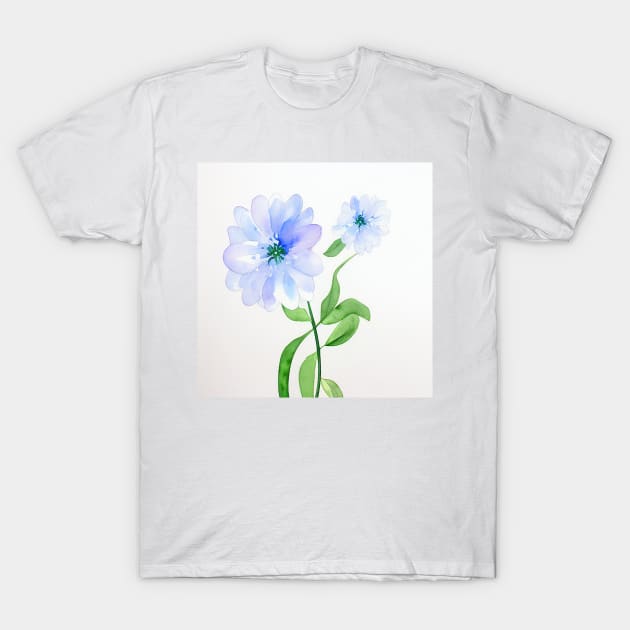 Blue Watercolor Flower T-Shirt by Beastlykitty